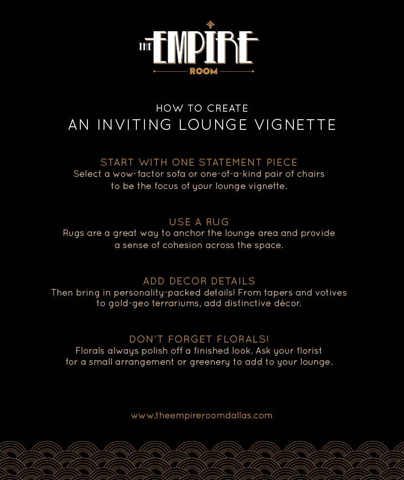 Wedding Venues Dallas | Create a Lounge Vignette at The Empire Room